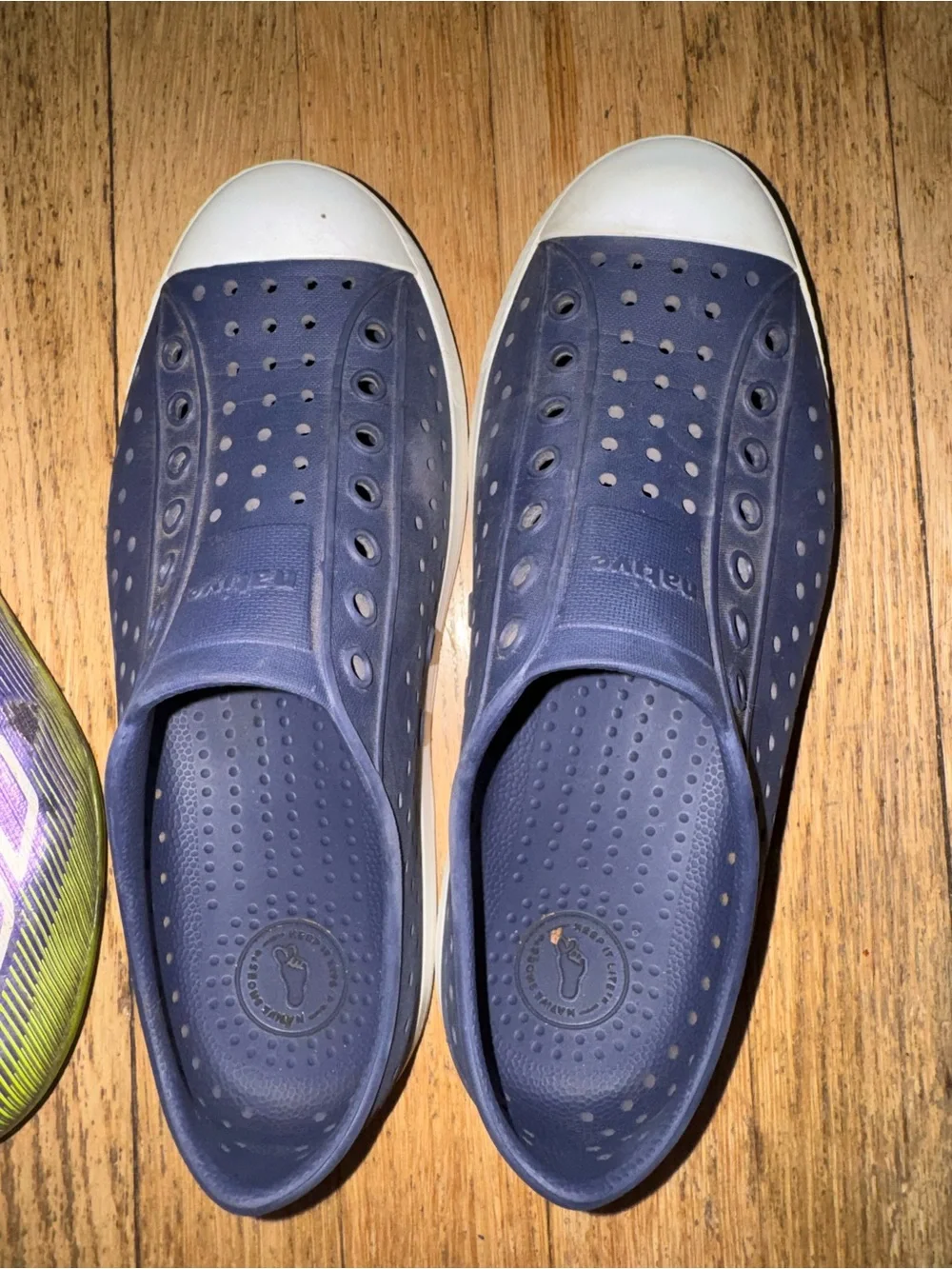 Native JEFFERSON J5 Slip-On Sneakers in Navy with White Toe Cap